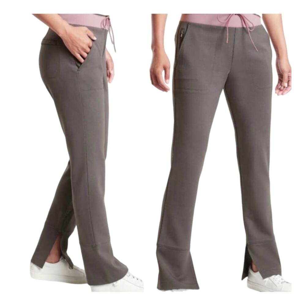 Athleta Hermosa Pant XS Gray Purple Flared Yoga Pant Pull On Stretch Athleisure